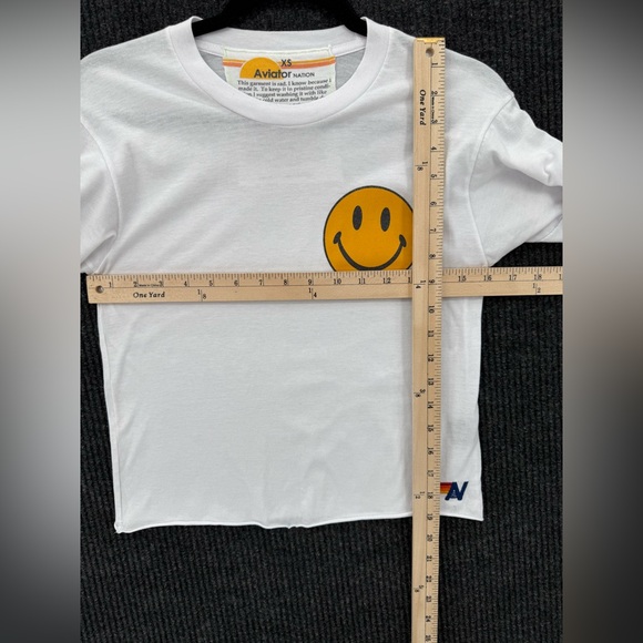 AVIATOR NATION SMILEY 2 BOYFRIEND TEE - WHITE X-SMALL - Picture 4 of 8